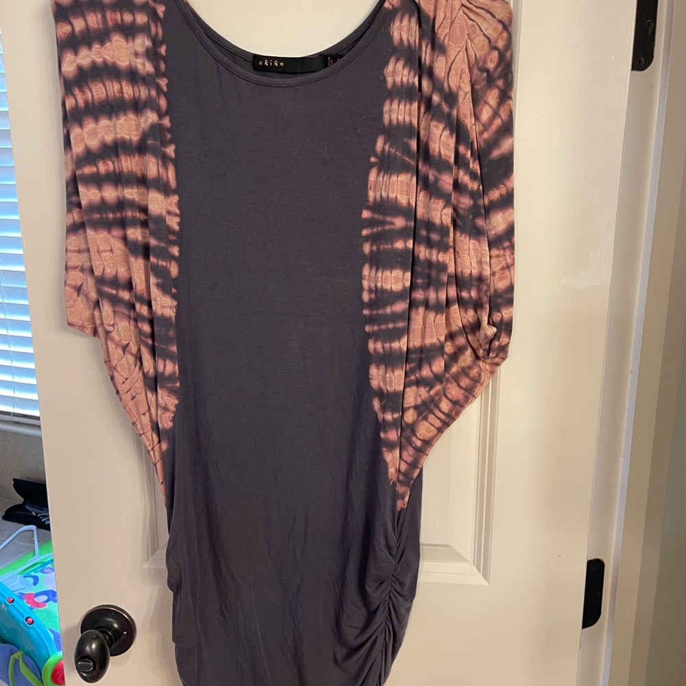 Gray and Pink Tie-Dye Dress